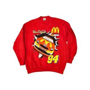 Vintage 90's XL Bill Elliot NASCAR Sweatshirt Tultex Made In USA Red McDonald's
